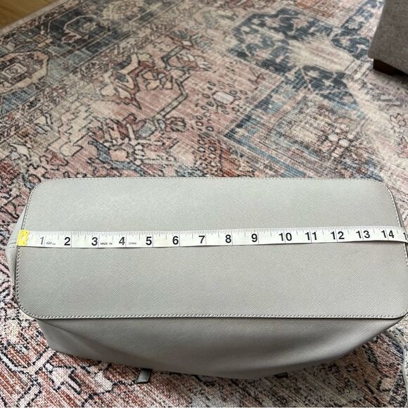 Michael Kors Jet Set Travel Saffiano Leather Top-Zip Tote Bag Gray - Picture 9 of 16